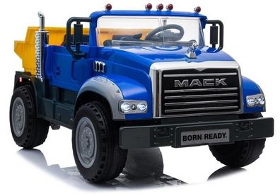 MACK Truck Elektrofahrzeug Kinderfahrzeug 12V 7Ah EVA Soft Reifen Ledersitz Blau