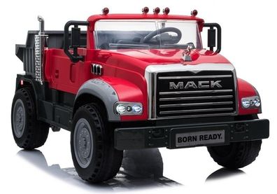 MACK Truck Elektrofahrzeug Kinderfahrzeug 12V 7Ah EVA Soft Reifen Ledersitz Rot