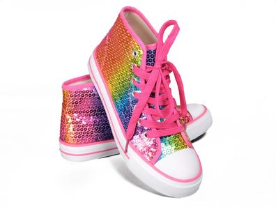 Glitzerschuhe Pailletten Sneaker bunt Rainbow Schuhe Hippie Karneval Fasching