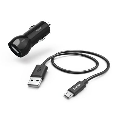 1m hama Micro USB Kfz Schnell Ladegerät Set 2,4A/12W Auto Fast Charge Smartphone