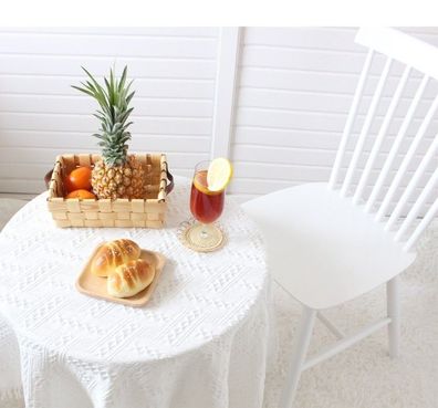 Tischdecke Französisch Retro Weiße Spitze mit Quaste für Hochzeit Kaffee Shop