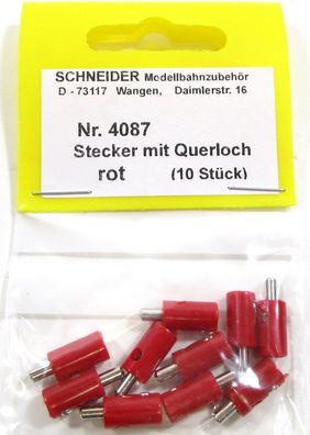 Schneider 4087 - Querlochstecker 10 Stück rot - OVP NEU