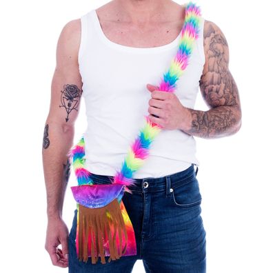 Umhänge Tasche Regenbogen Rainbow bunt Hippie Flower Power Karneval Fasching