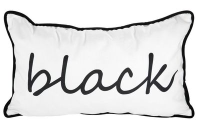 Gilde Stoffkissen "Black" auf weißem Grund ca. 48x27cm Casablanca Design