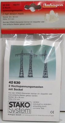 Auhagen H0 / TT 42630 Bausatz 2 Hochspannungsmasten - OVP NEU