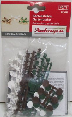 Auhagen H0 / TT 42647 Bausatz Gartenstühle, Gartentische - OVP NEU
