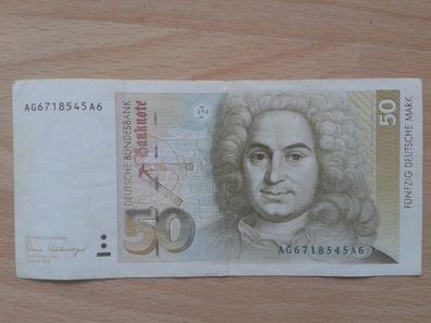 Original 50 Mark 1989 Banknote 50 D-Mark Schein Deutsche Bundesbank sehr gut erhalten