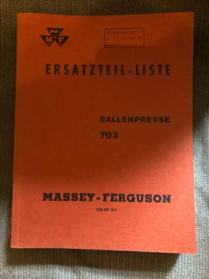 Originale Ersatzteilliste Massey Ferguson MF 703 Ballenpresse