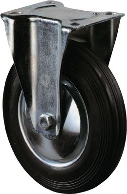 Bockrolle B55 D.125mm Trgf.100kg Vollgummireifen schwarz Platte 104x80mm