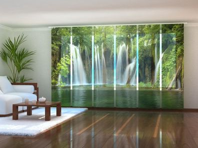 Foto-Schiebegardine Wasserfall im Wald, Flächenvorhang mit Motiv, Gardine auf Maß