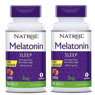 Natrol Fast Dissolve Melatonin 3mg 2x90 Tabletten (Gesunder Schlaf), hochdosiert
