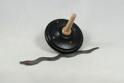 Schlangenkreisel Holz/ Strasssteine mit magnetischer Spitze und Metallschlange