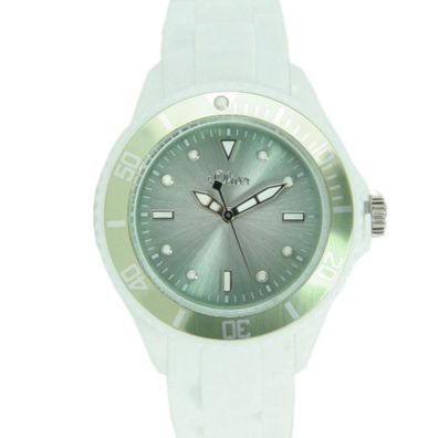 s. oliver Damen Uhr Silkon Armbanduhr weiß hellgrün metallic SO-2700-PQ NEU