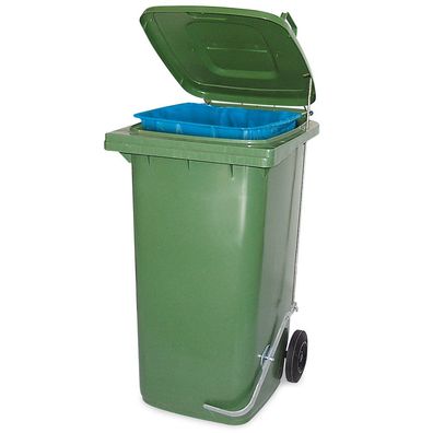 Müllbehälter mit Fußpedal u. Klemmring, 80 Liter, grün, BxTxH 445x520x930 mm