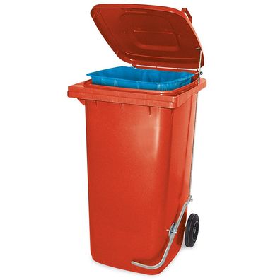 Müllbehälter mit Fußpedal u. Klemmring, 80 Liter, rot, BxTxH 445x520x930 mm