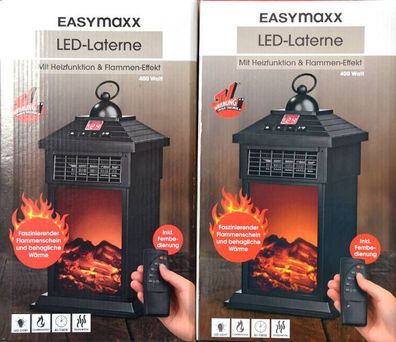 2x Led Laterne Flammeneffekt Easymaxx Kamin Optik Heizfunktion Fernbedienung