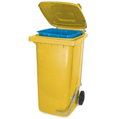 Müllbehälter mit Fußpedal u. Klemmring, 80 Liter, gelb, BxTxH 445x520x930 mm