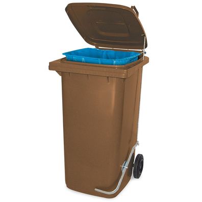 Müllbehälter mit Fußpedal u. Klemmring, 80 Liter, braun, BxTxH 445x520x930 mm