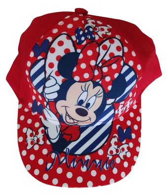 Disney Minnie Maus Kappe Basecap, Cappy Mütze Sonnenhut für Kinder Rot mit weiße