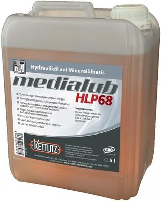 5 Liter Mineralisches Hydrauliköl Kettlitz-Medialub HLP 68