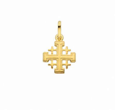 585 Gold Kreuz Anhänger Jerusalem im Set mit vergoldeter 925 Silber Halskette ( MAX