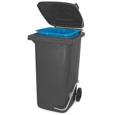 Müllbehälter mit Fußpedal u. Klemmring, 240 Liter, grau, BxTxH 580x730x1075 mm
