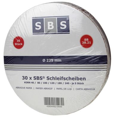 30 Klett Schleifscheiben 225 mm Deckenschleifer K40-K240 Schleifpapier Sortiment