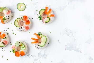 Muralo VLIES Fototapete Tapeten SUSHI in Form von Pfannkuchen 3D 3240