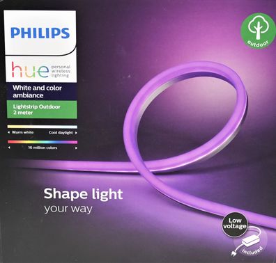 Philips Hue White and Color Ambiance LED Outdoor Lightstrip, 2 Meter, dimmbar * A