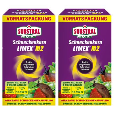Sparset: 2 x Substral® Celaflor® Schneckenkorn Limex® M2, 4 x 225 g