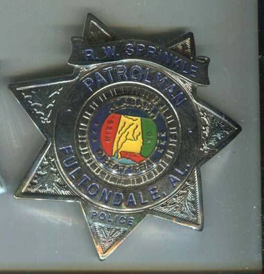 Polizei Brustabzeichen USA Fultondale Alabama Göde Replik (zu76)