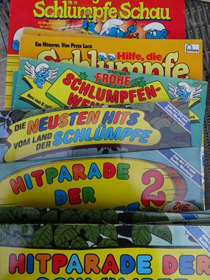 LP Schlümpfe Hitparade neuesten Hits Schlumpfen-Weihnacht Hilfe Schlumpf-Schau Poster