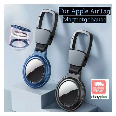Für Apple AirTag Schutzhülle Metall Leder Magnet Fallschutz Anhänger Case