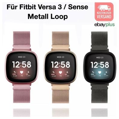 Für Fitbit Versa 3/4 Sense 2 Armband Milanese Loop Metall Magnet Verschluss Metall