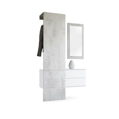 Garderobe Garderobenset Flur Spiegel Paneele Carlton Set 2 in Beton Oxid Optik