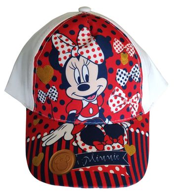 Disney Minnie Maus Kappe Base Cap Mütze Sonnenhut mit Glitzer Herzchen für Kinde