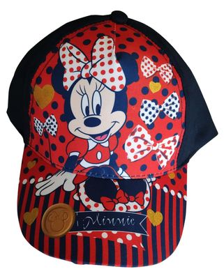 Disney Minnie Maus Kappe Base Cap Mütze Sonnenhut mit Glitzer Herzchen für Kinde