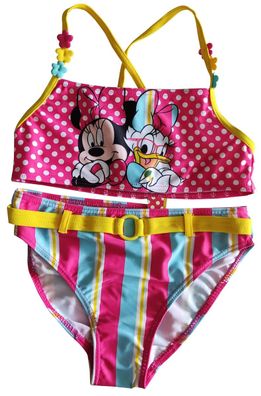 Disney Minnie Maus Daisy Duck Badeanzug Bikini 2-teilig Pink Gelb mit Punkten fü