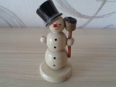 sehr alter Schneemann -Leuchter für Puppenkerzen aus dem Erzgebirge