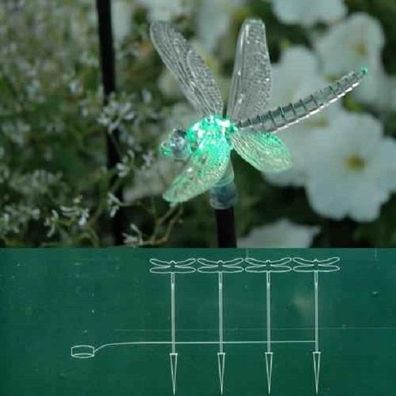 LED Solarleuchte Libelle 4 Stück RGB Farbwechsel Blachere JFS017