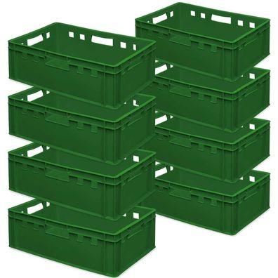 8x Fleischkasten / Eurobehälter E2, grün, LxBxH 600x400x200 mm