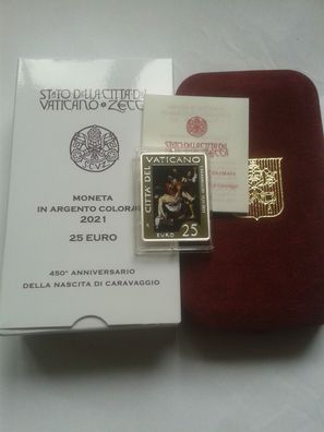 Original 25 euro 2021 PP Vatikan Silber 450. Geburtstag Caravaggio im Etui