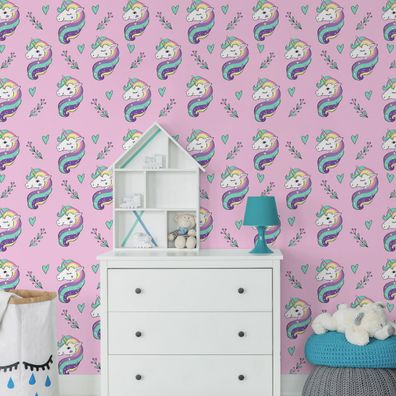 10m VLIES TAPETE Rolle Kinderzimmer Magische Einhörner Sterne Kugeln XXL 3377