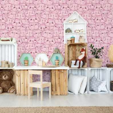 10m VLIES TAPETE Rolle Kinderzimmer Fröhliche Haustiere Katzen Natur XXL 3255