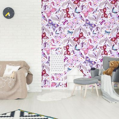 10m VLIES TAPETE Rolle Kinderzimmer Schmetterlinge Herzen Pflanzen XXL 3307
