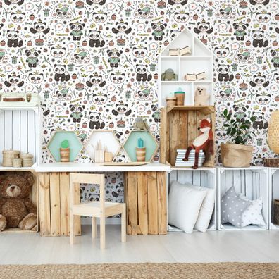 10m VLIES TAPETE Rolle Kinderzimmer Tiere Pandas Autos Sterne Monde XXL 3228