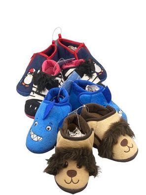 3D KINDER Mädchen/ Jungen Hausschuhe Schuhe warm hoch LÖWE HAI ZEBRA Penguin NEU