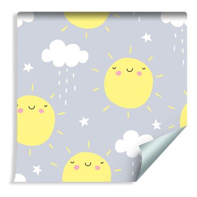 10m VLIES TAPETE Rolle Kinderzimmer Himmel Sonne Wolken Tropfen Sterne XXL 502