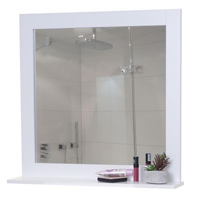 Wandspiegel HWC-F75, Badezimmer Badspiegel Spiegel, Landhaus 58x59x12cm weiß