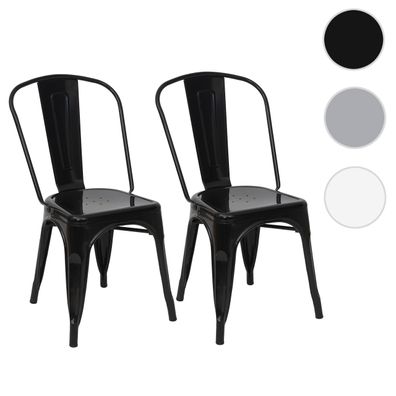 2er-Set Stuhl HWC-A73, Bistrostuhl Stapelstuhl, Metall Industriedesign stapelbar